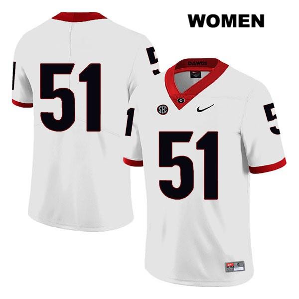 Georgia Bulldogs Women's David Marshall #51 NCAA No Name Legend Authentic White Nike Stitched College Football Jersey QEQ8656TO